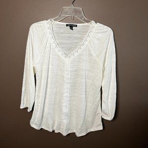 Cable and Gauge White Boho Top Women's Small Beach
